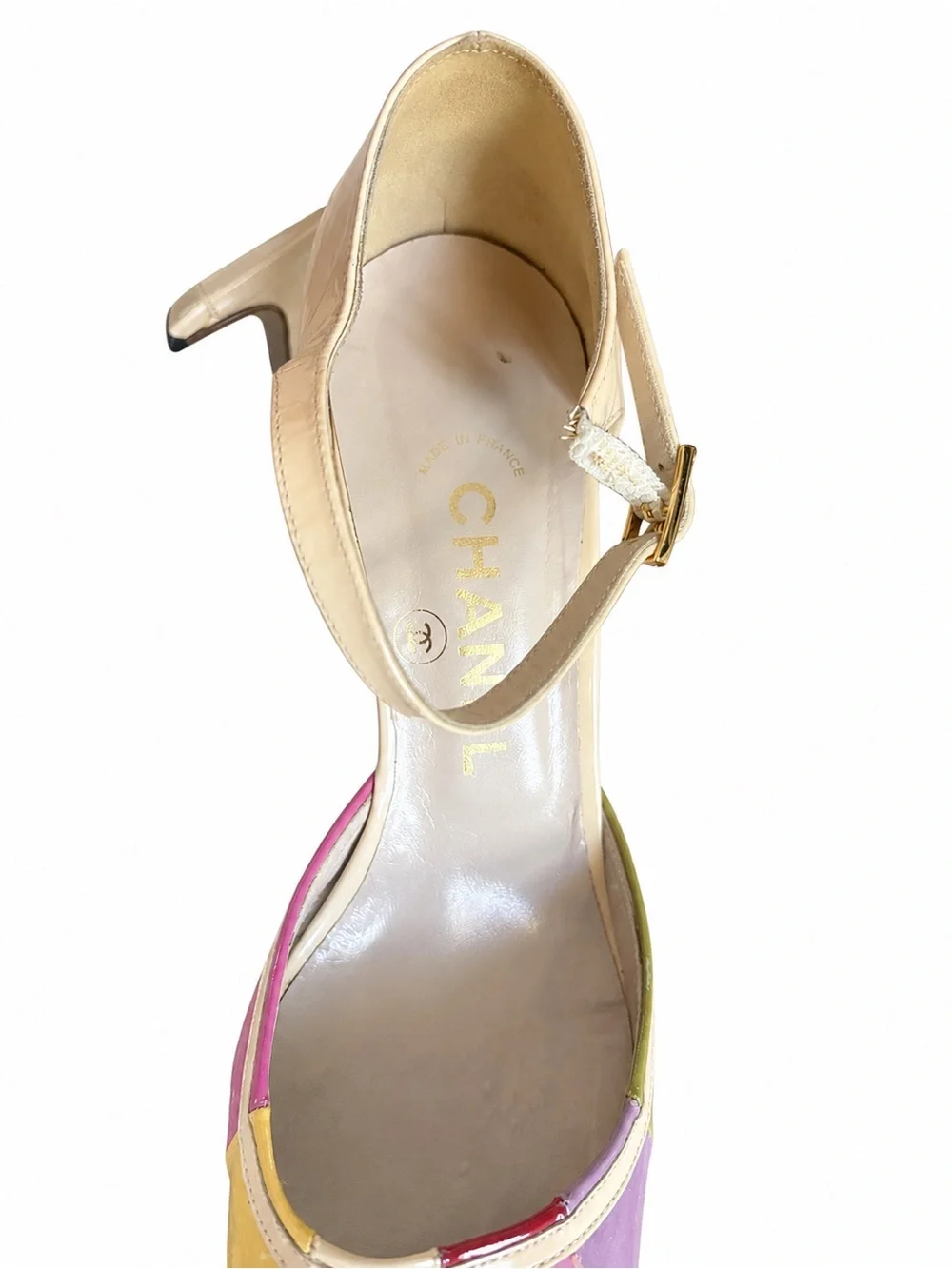 Vintage CHANEL Y2K Leather Mary Jane Heels